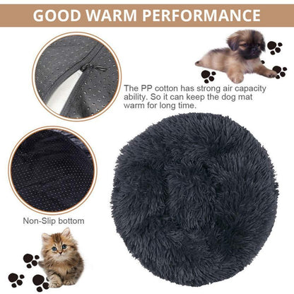 Rundes Hundebett Dunkelgrau Ø 110cm – Flauschig & Wasserfest