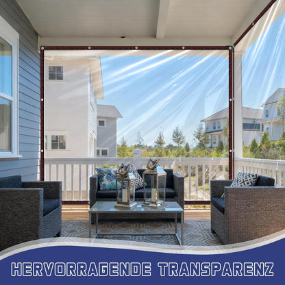 Transparente Plane mit Ösen 2x2m wasserdicht für Außenbereich