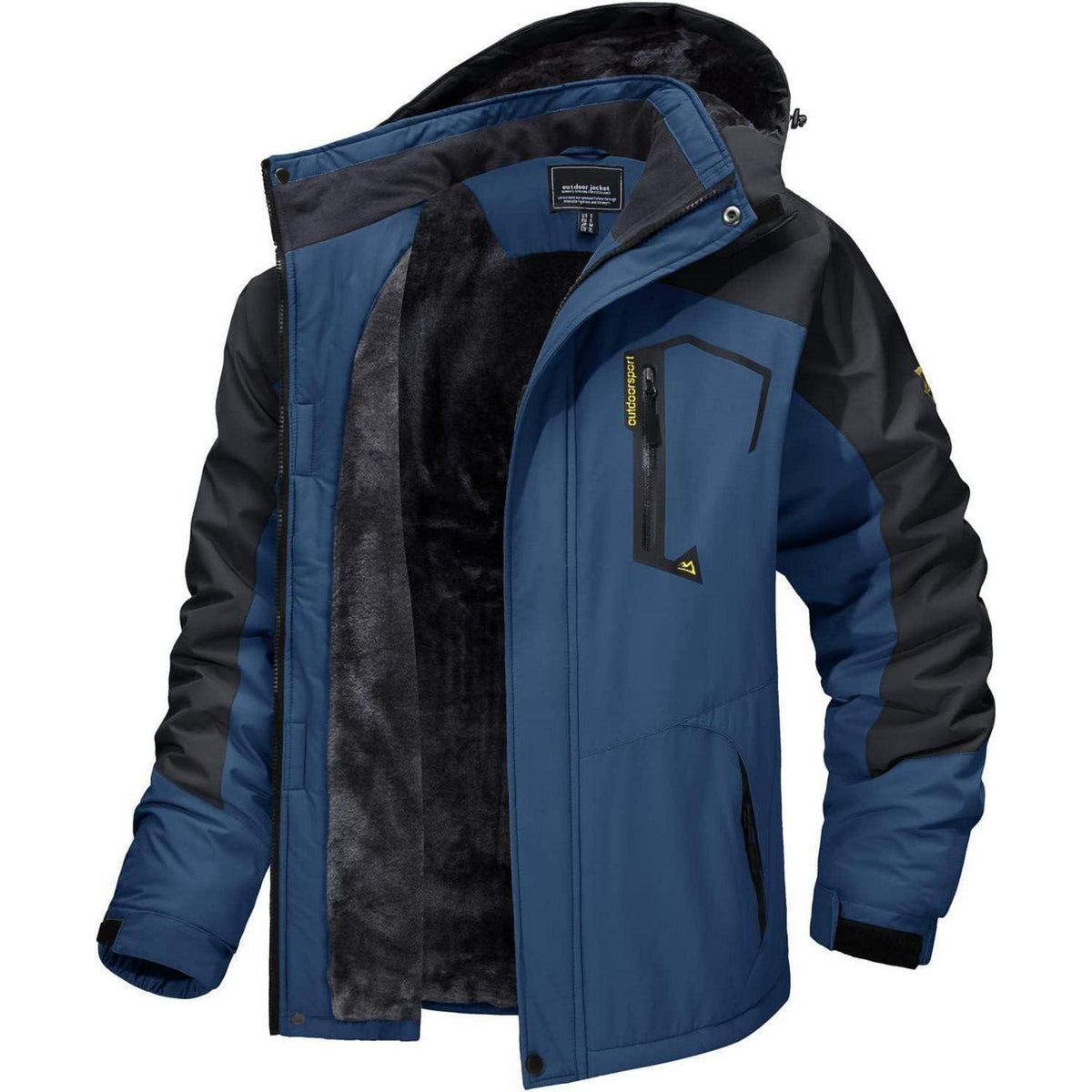 Herren Winter Skijacke Fleece Gefüttert Wasserdicht Winddicht Kuhblau