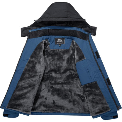 Herren Winter Skijacke Fleece Gefüttert Wasserdicht Winddicht Kuhblau