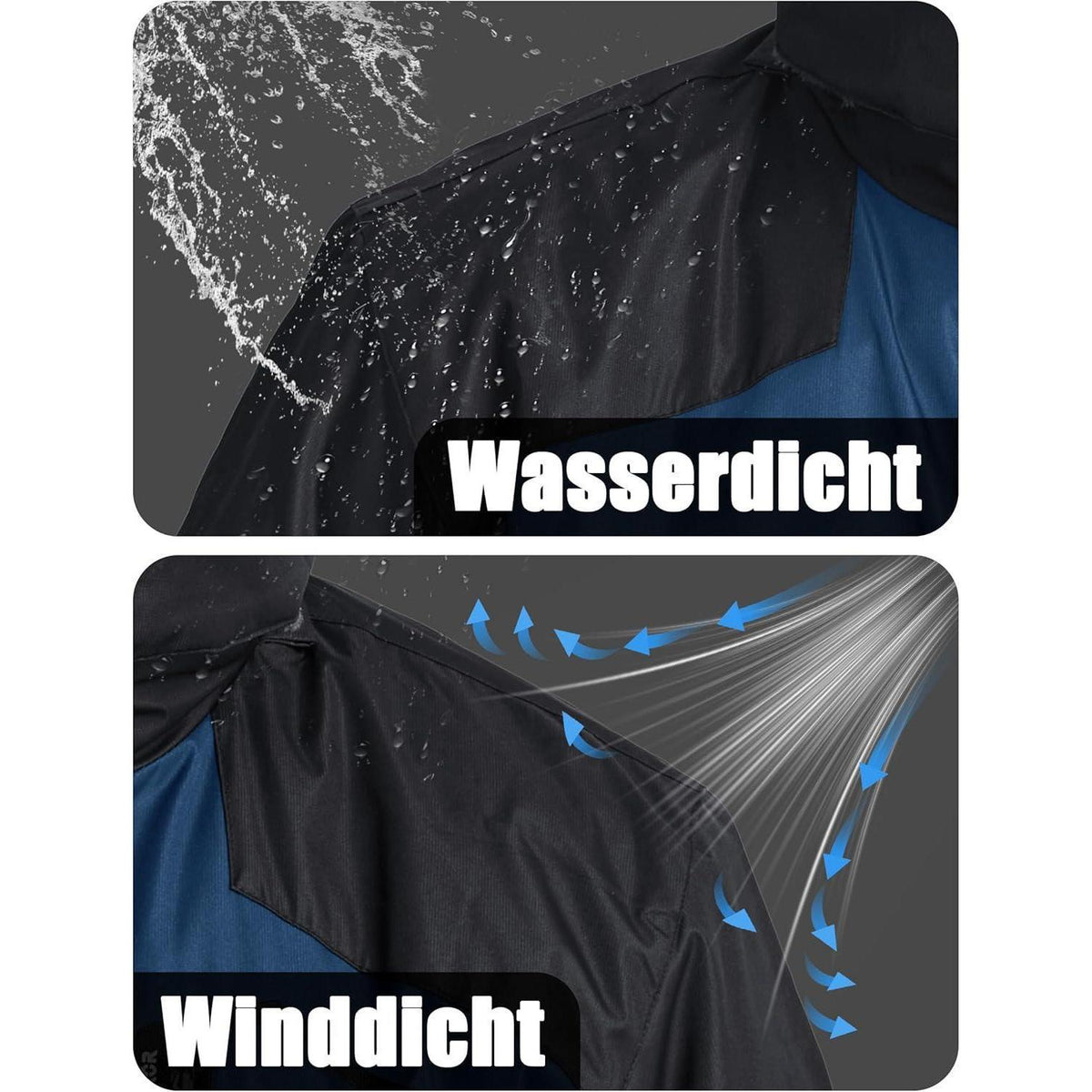 Herren Winter Skijacke Fleece Gefüttert Wasserdicht Winddicht Kuhblau