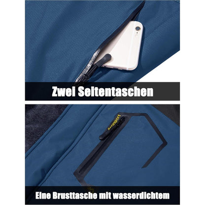 Herren Winter Skijacke Fleece Gefüttert Wasserdicht Winddicht Kuhblau