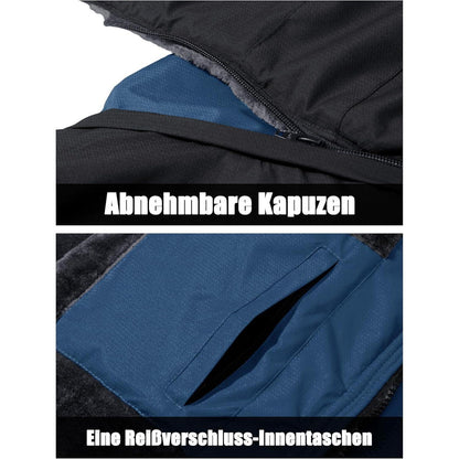 Herren Winter Skijacke Fleece Gefüttert Wasserdicht Winddicht Kuhblau