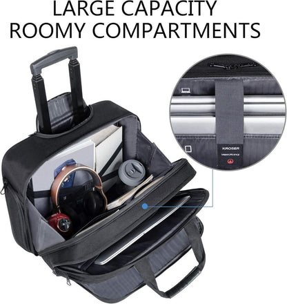Rollender Business Trolley für 17,3 Zoll Laptop mit RFID Schwarz
