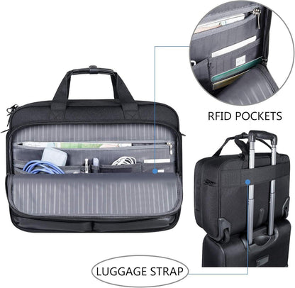 KROSER Business Trolley Handgepäck Koffer 17,3 Zoll Laptop wasserdicht Schwarz