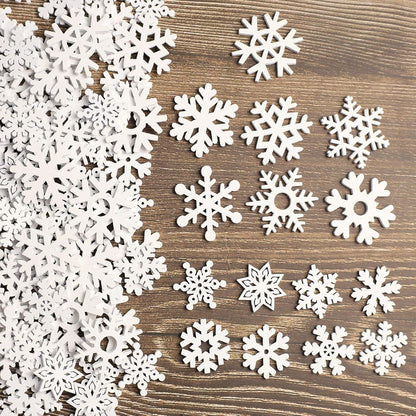 150 Schneeflocken Holzdeko Weiß – Mini Streuteile Weihnachten