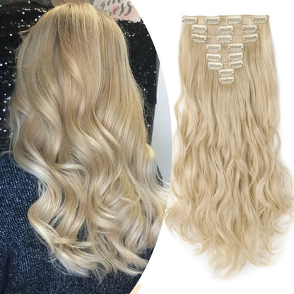 Welliges Haarverlängerung Set – 8-teilig, Blond, 43cm