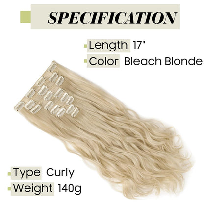 Welliges Haarverlängerung Set – 8-teilig, Blond, 43cm
