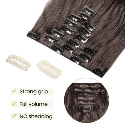 Dunkelbraune gewellte Haarverlängerung – 8-teiliges Set