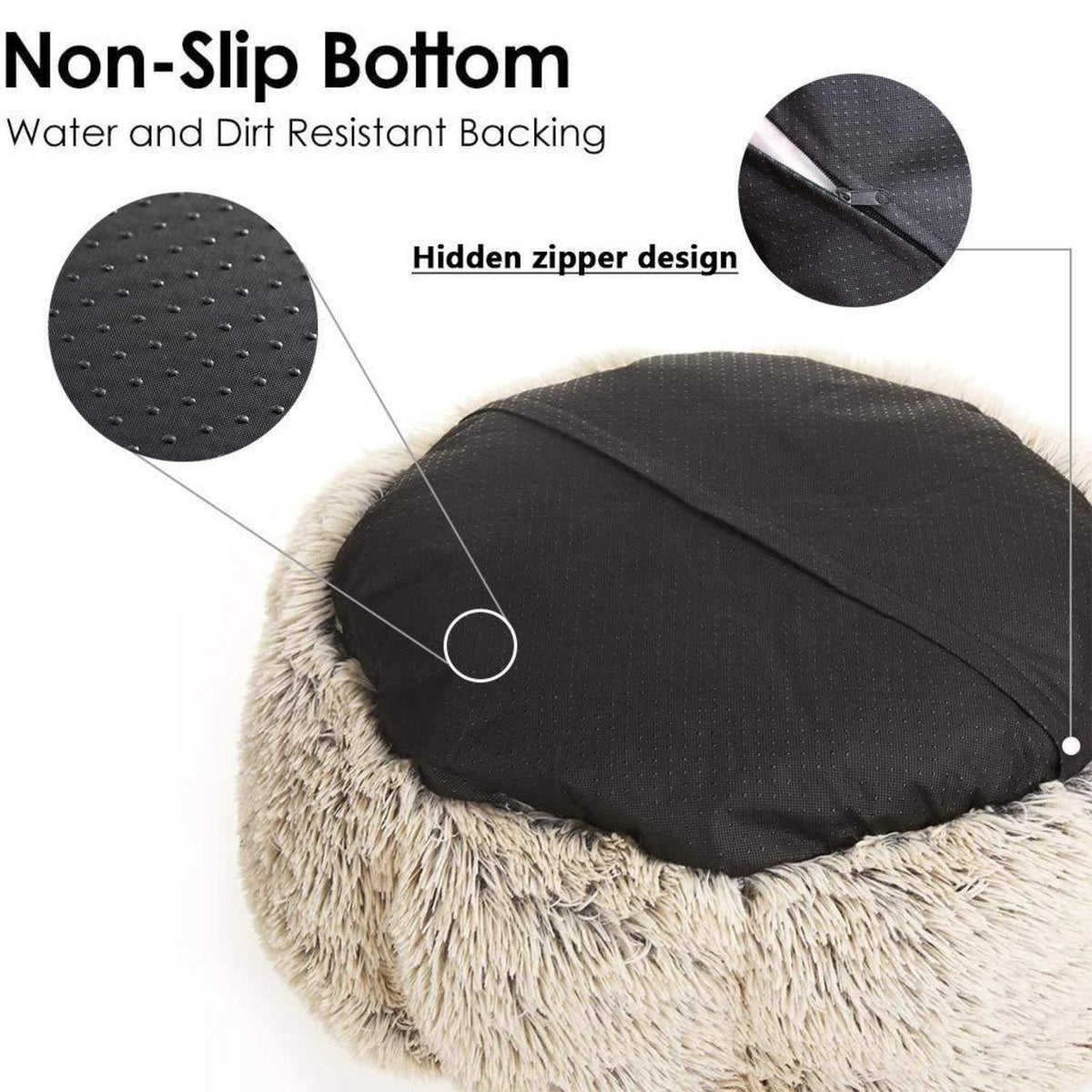Orthopädisches Hundebett Donut Plüsch Schwarz 120cm