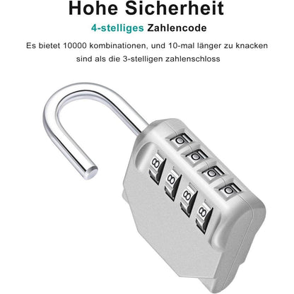 Zahlenschloss wetterfest 4-stellig für Spind & Außenbereich (Silber)