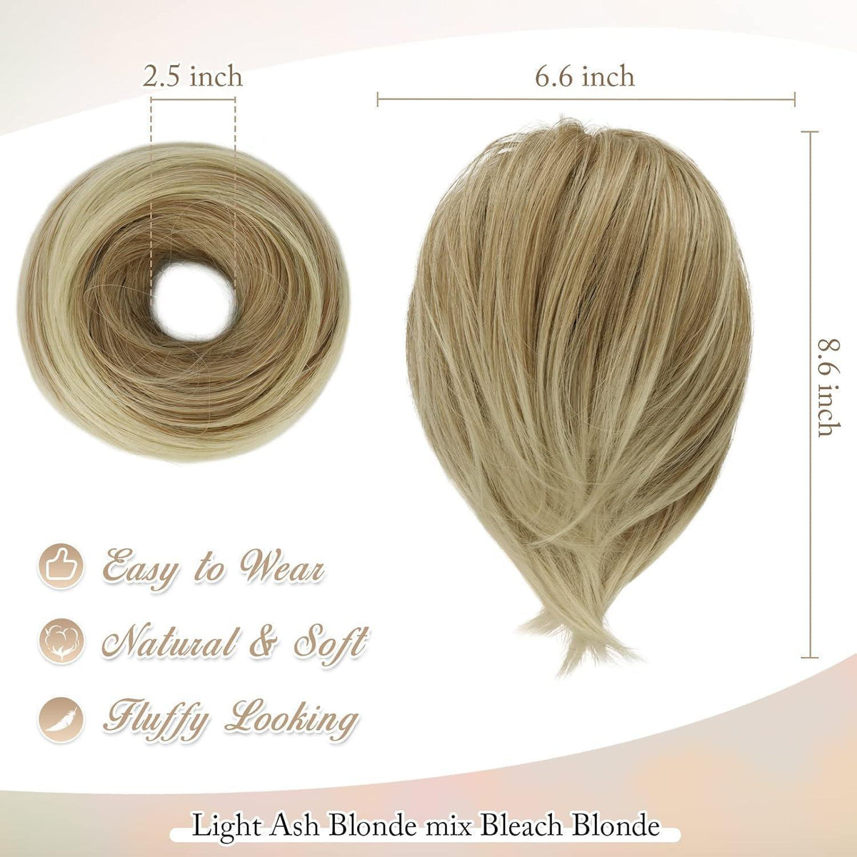 Haarteil Dutt-Pferdeschwanz-Verlängerung, hell aschblond, glatt, 20cm