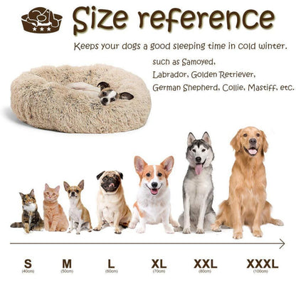 Rundes Hundebett Plüsch 120cm Hautpuder
