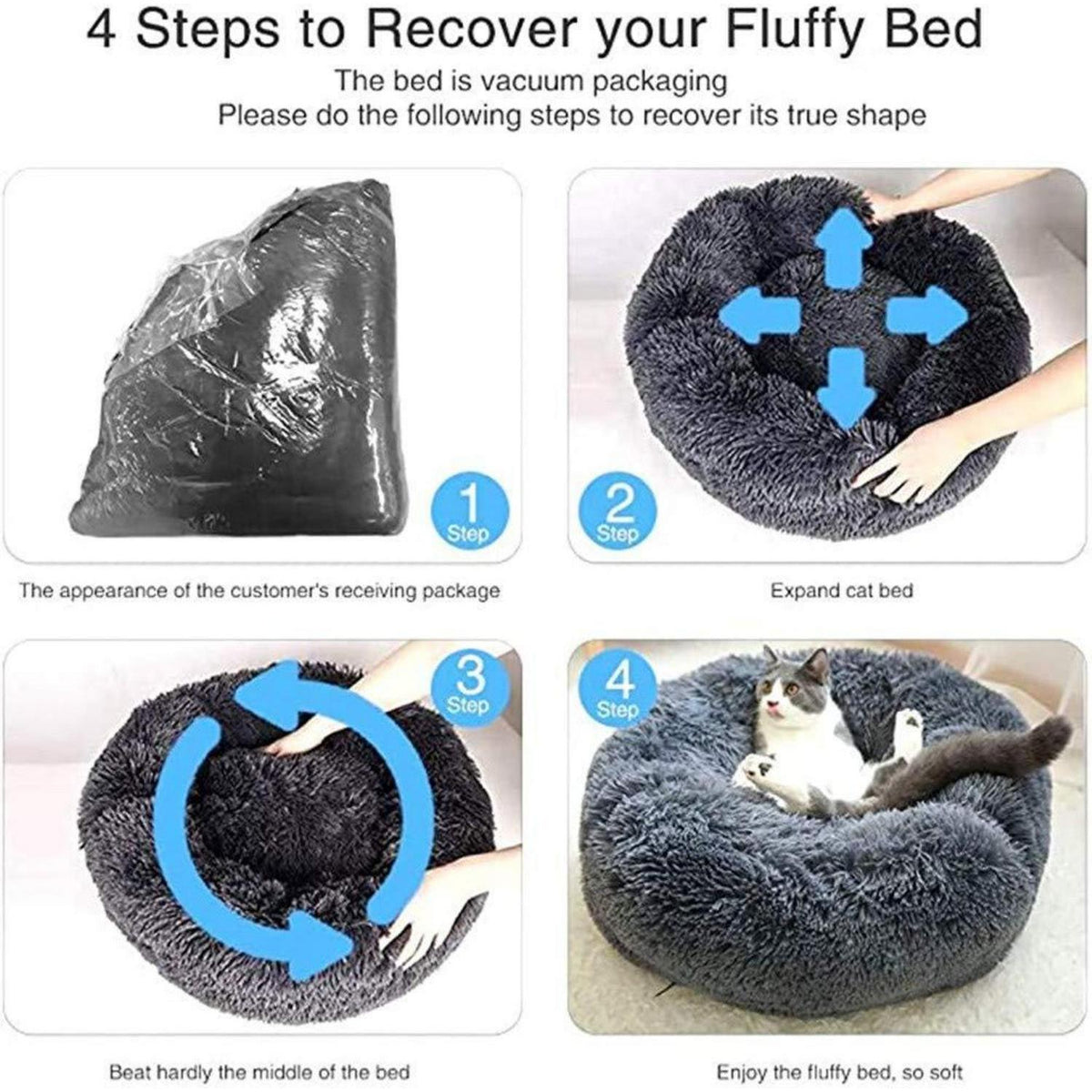 Rundes Hundebett Plüsch 120cm Hautpuder