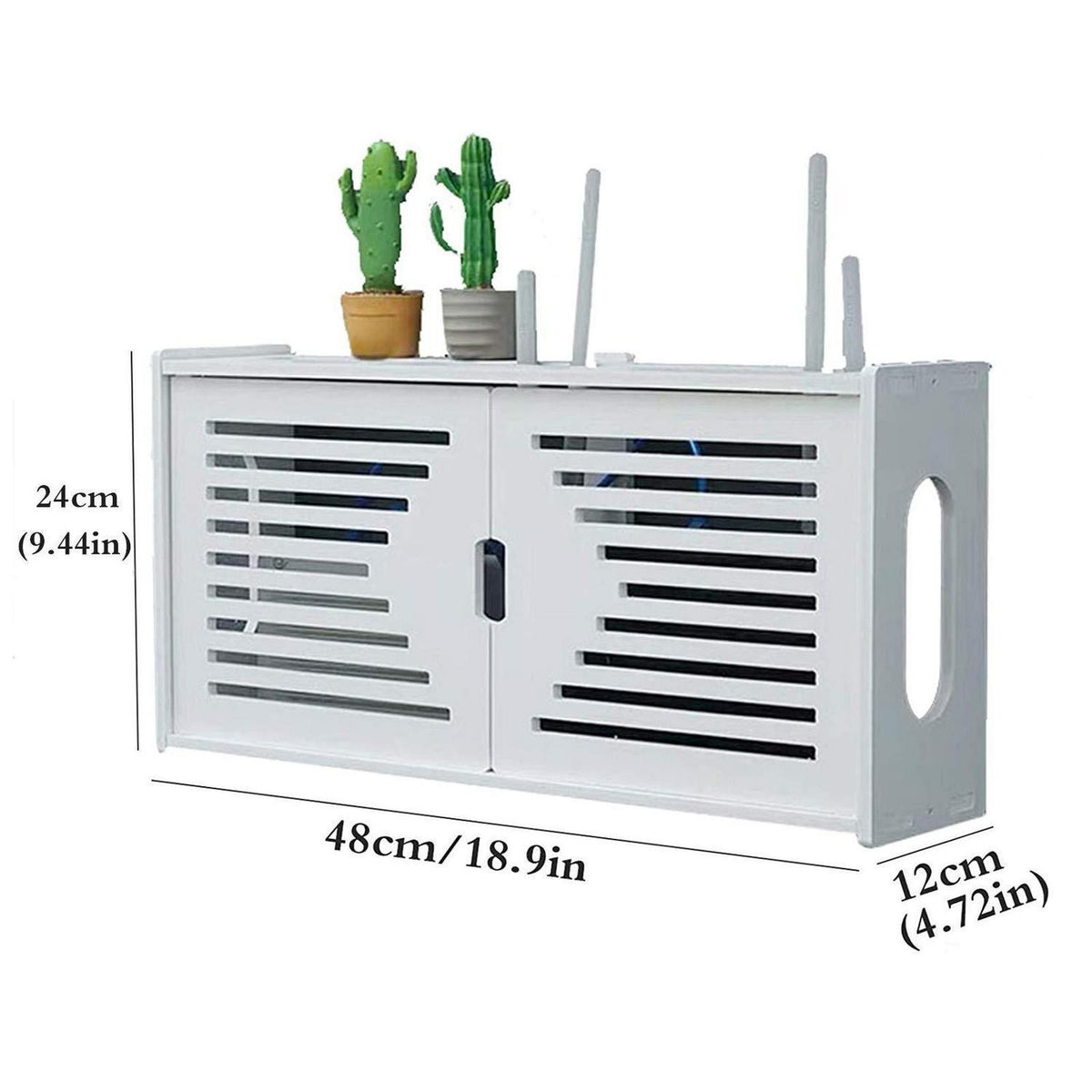 Wandregal für Router mit Kabelmanagement, Weiß