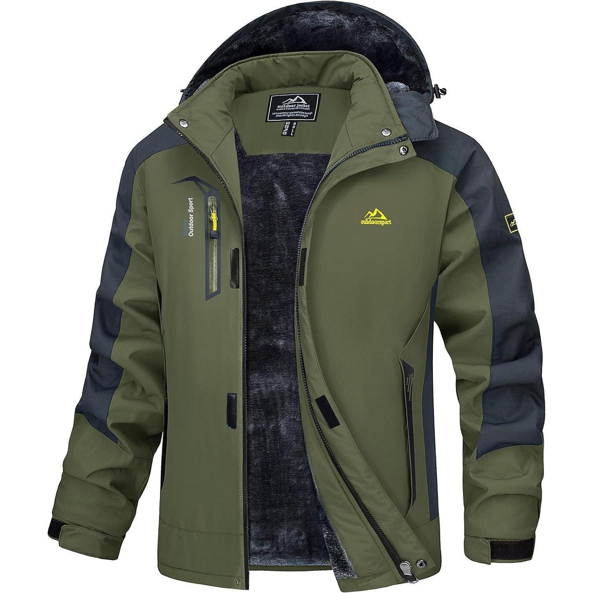 Winterjacke Herren Warm Gefüttert Wasserdicht Skijacke Armeegrün XXL