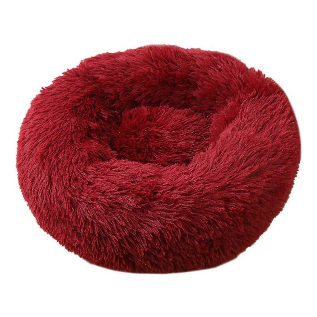 Rundes Hundebett Plüsch 120CM Rotwein