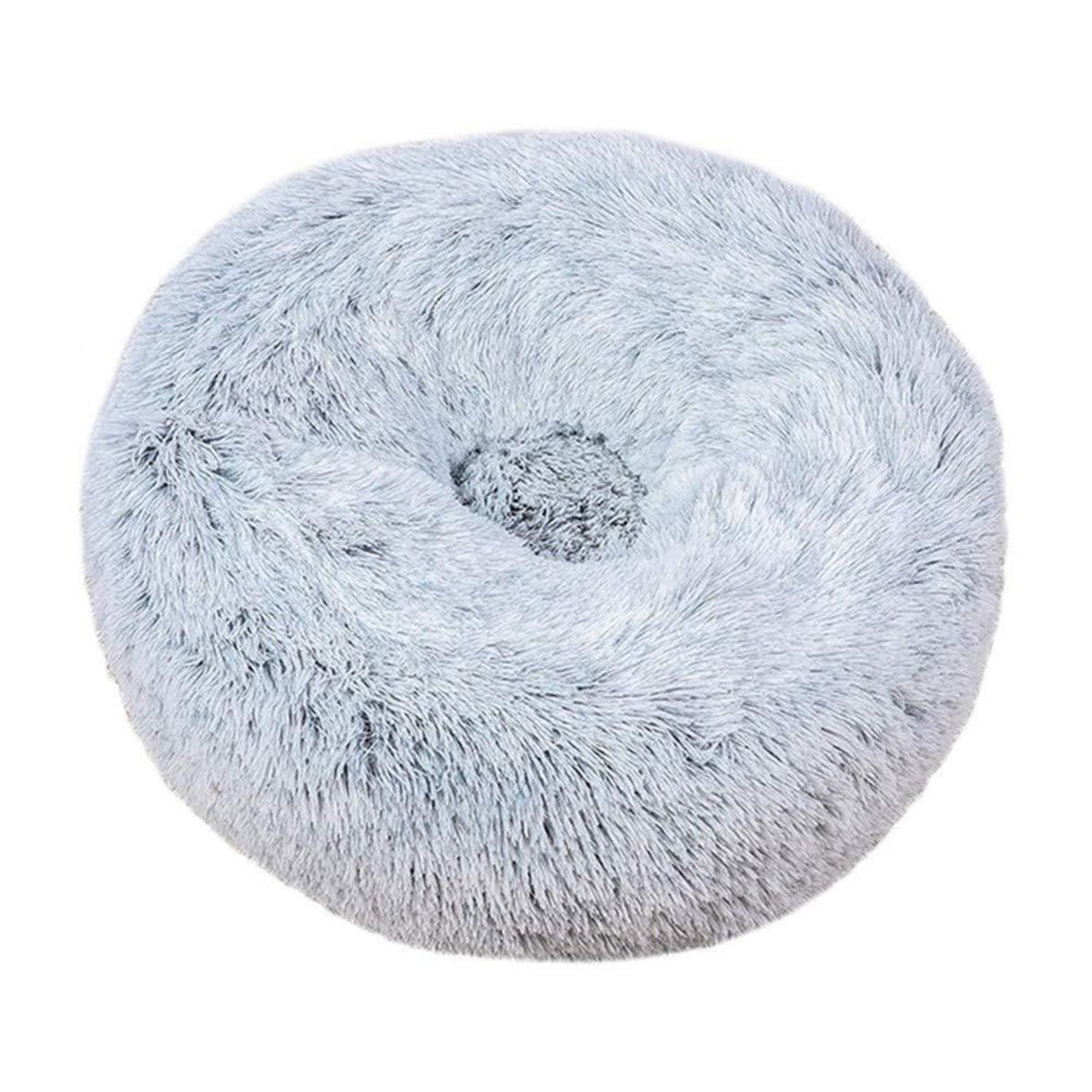 Rundes Hundebett Plüsch 110cm Hellgrau