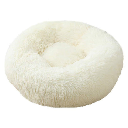 Rundes Hundebett Plüsch 120cm Weiß – Weiches Kuschelkissen