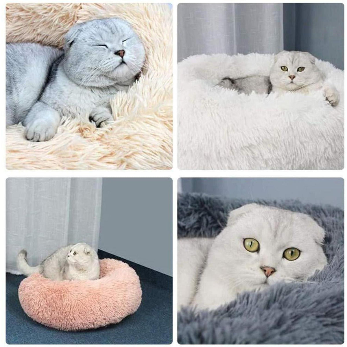 Rundes Hundebett Plüsch 120cm Weiß – Weiches Kuschelkissen