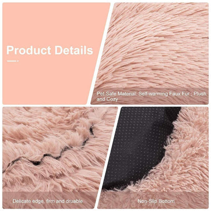 Donut Hundebett Deluxe Rosa Ø 120cm – Weiches Plüschkissen