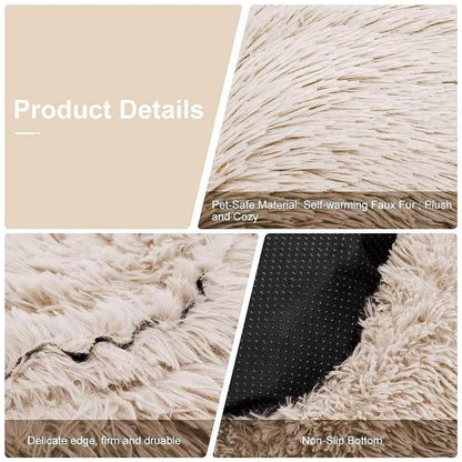 Donut Hundebett Deluxe – Weiches Plüschkissen Ø 120cm Khaki