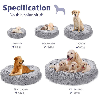 Donut Hundebett Deluxe – Weiches Plüschkissen Ø 120cm Khaki