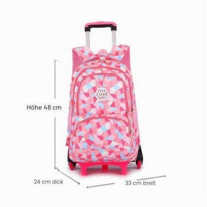 Trolley Schulranzen Mädchen Rosa – 6 Räder, Wasserdicht & Groß