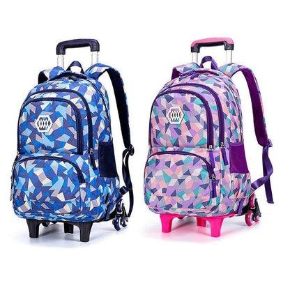 Trolley Schulranzen 6 Räder Blau – Wasserdichter Rucksack für Mädchen
