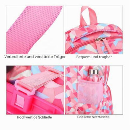 Trolley Schulranzen 6 Räder Violett – Wasserdichter Rucksack für Mädchen