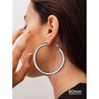 Damen Creolen 5mm Edelstahl vergoldet 60mm Silber