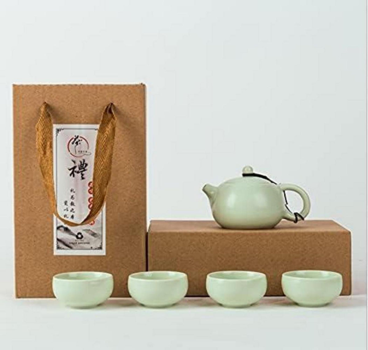 Keramik Teeservice Japanischer Stil Grün 4-teilig