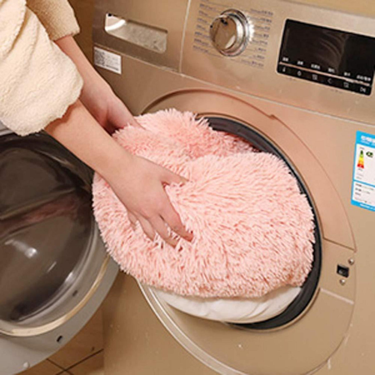 Hundebett Donut Grün 120cm – Weiches Plüschkissen für Große Hunde