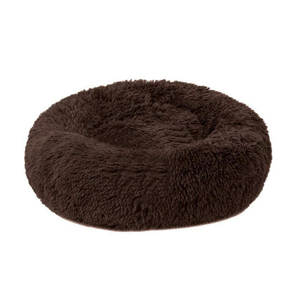 Hundebett Donut Braun 110cm – Weiches Plüschkissen für Große Hunde