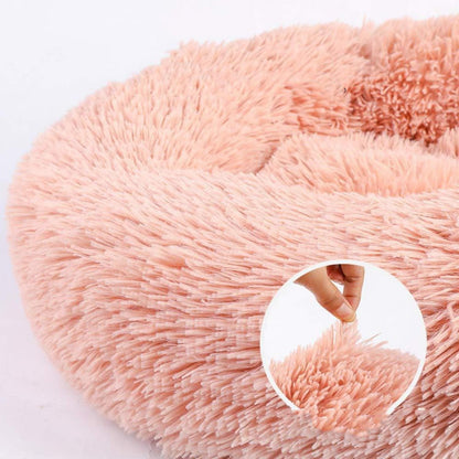Hundebett Donut Braun 110cm – Weiches Plüschkissen für Große Hunde