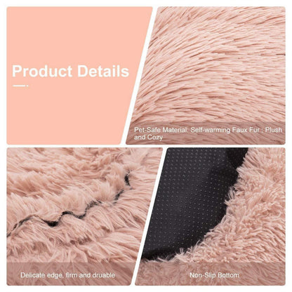 Hundebett Donut Plüsch 110cm Hellgrau – Tiefschlaf Kissen