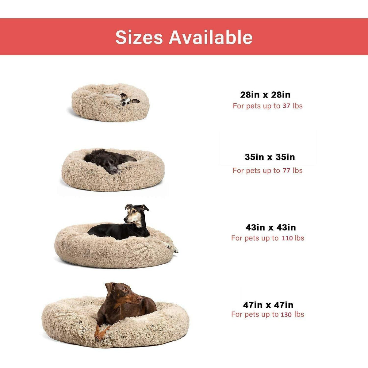 Hundebett Donut Plüsch 110cm Hellgrau – Tiefschlaf Kissen