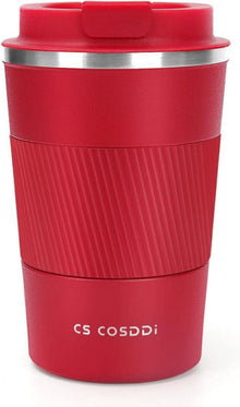 Isolierter Edelstahl Thermobecher mit Deckel 380ml Rot