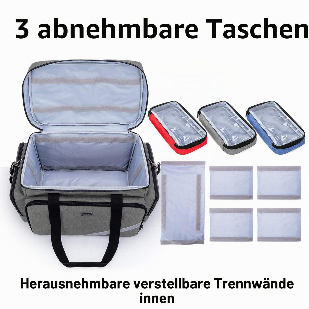 Trunab Notfalltasche Grau mit Trennwänden & Rutschfestem Boden