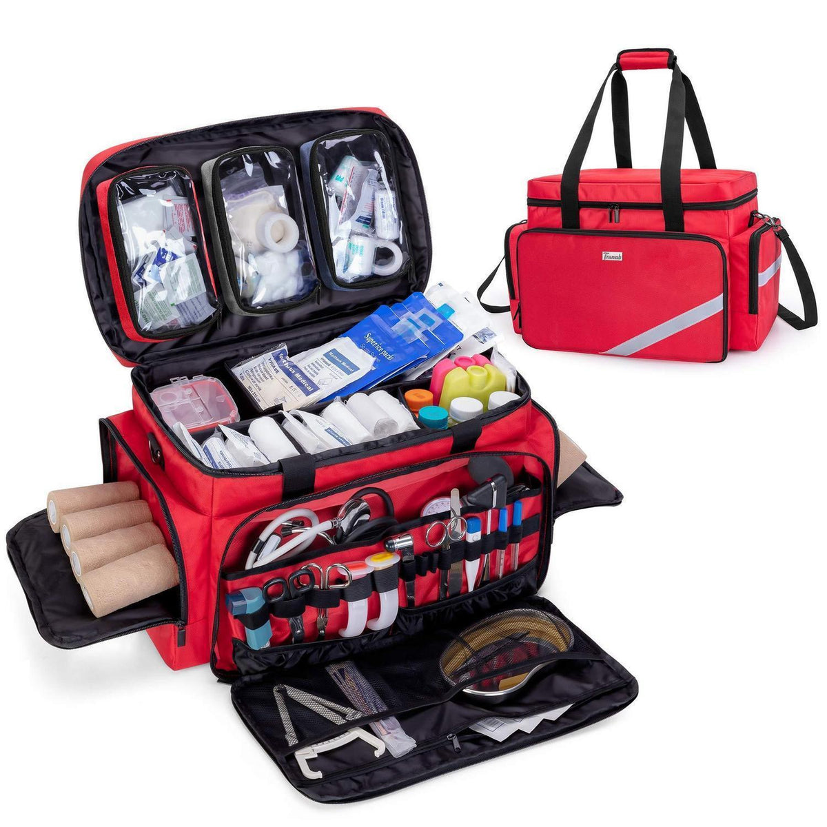 Trunab Notfalltasche Rot mit Trennwänden & Rutschfestem Boden
