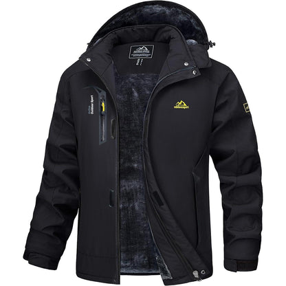 Herren Winterjacke Warm Gefüttert Wasserdicht Skijacke Schwarz