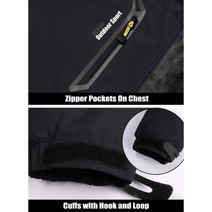 Herren Winterjacke Warm Gefüttert Wasserdicht Skijacke Schwarz