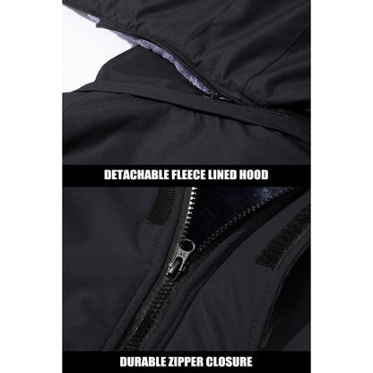 Herren Winterjacke Warm Gefüttert Wasserdicht Skijacke Schwarz