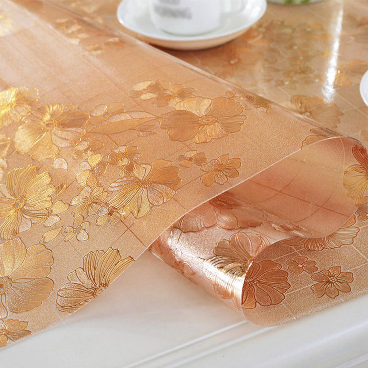 PVC Tischdecke wasserdicht 90x200cm Gold - Tischfolie & Schutz