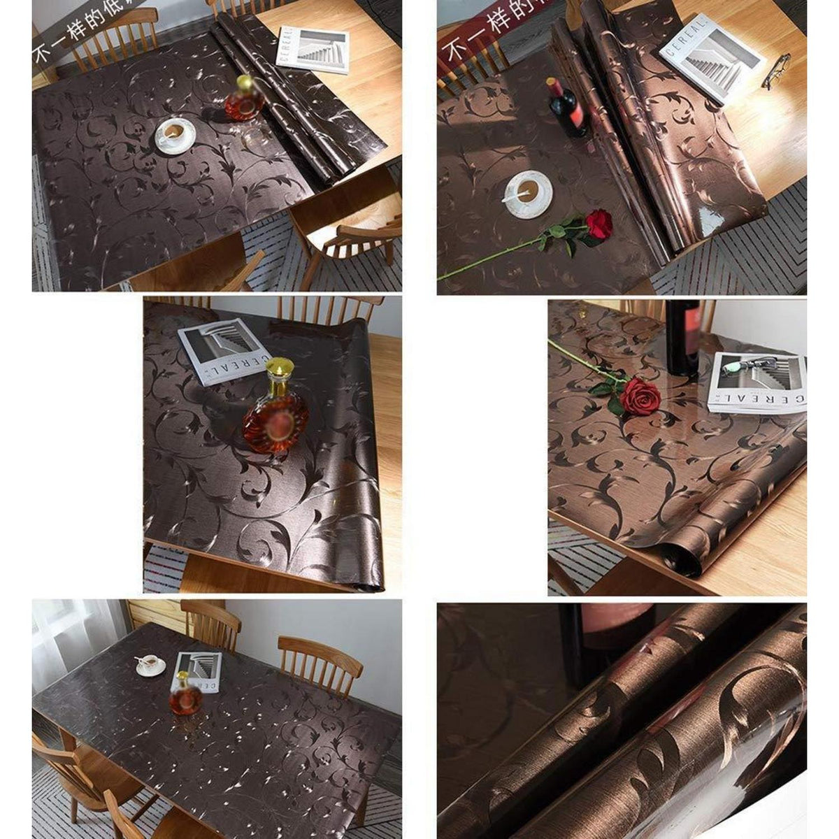 PVC Tischdecke wasserdicht braun 90x200cm - Tischfolie & Schutzmatte