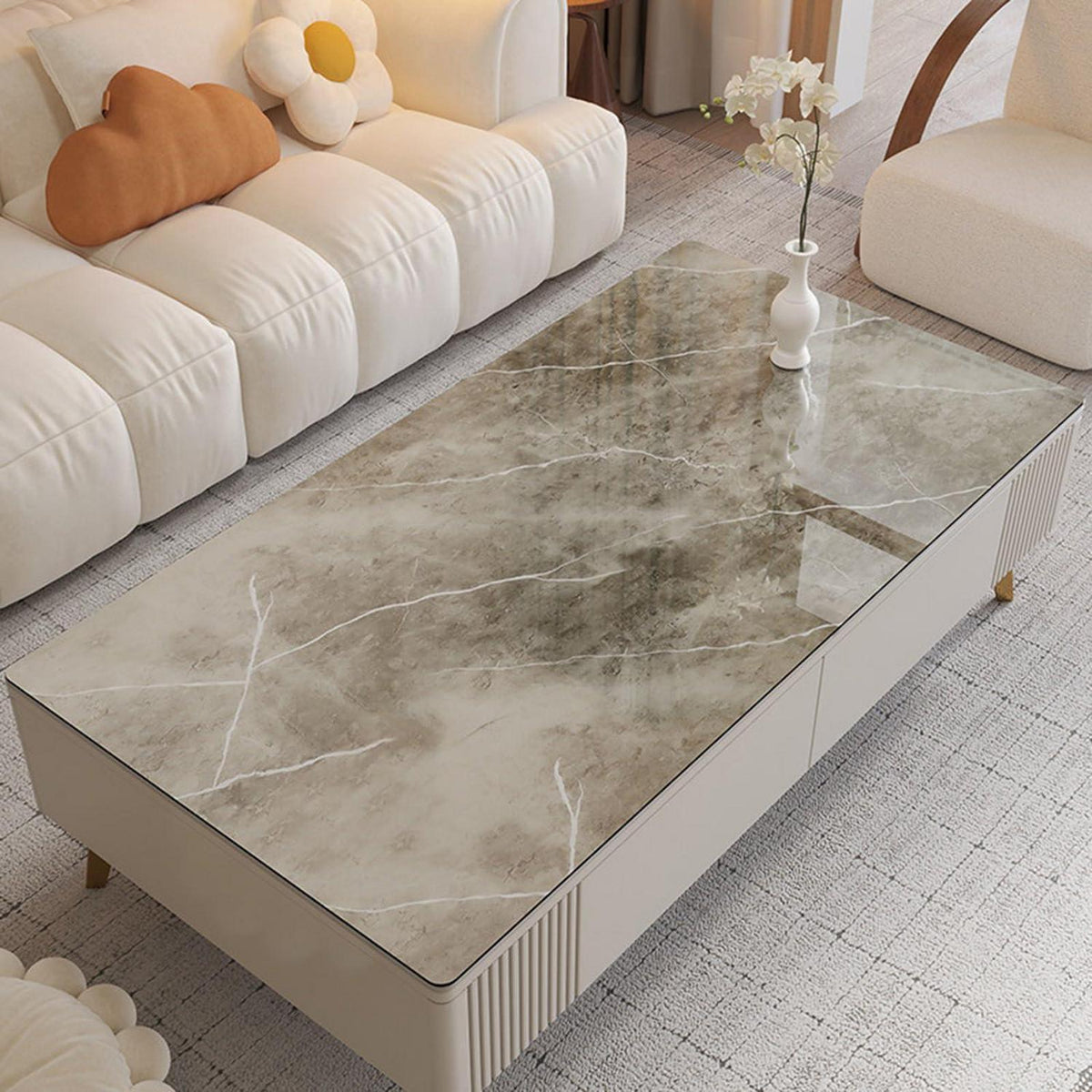 PVC Tischdecke Grau Marmor 90x200cm - Wasserdichte Tischfolie