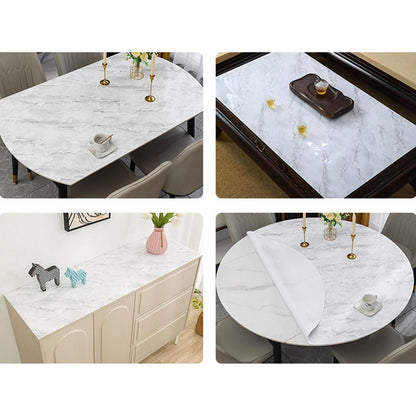 PVC Tischdecke Grau Marmor 90x200cm - Wasserdichte Tischfolie