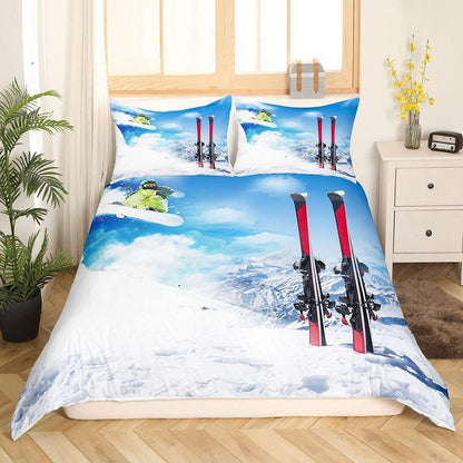 Jungen Skibettwäsche-Set 200x200 cm – 3-teilig, Weißblau
