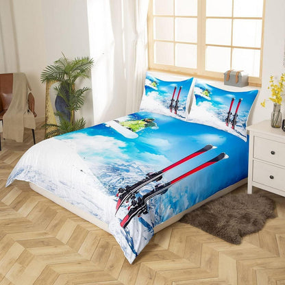 Jungen Skibettwäsche-Set 200x200 cm – 3-teilig, Weißblau
