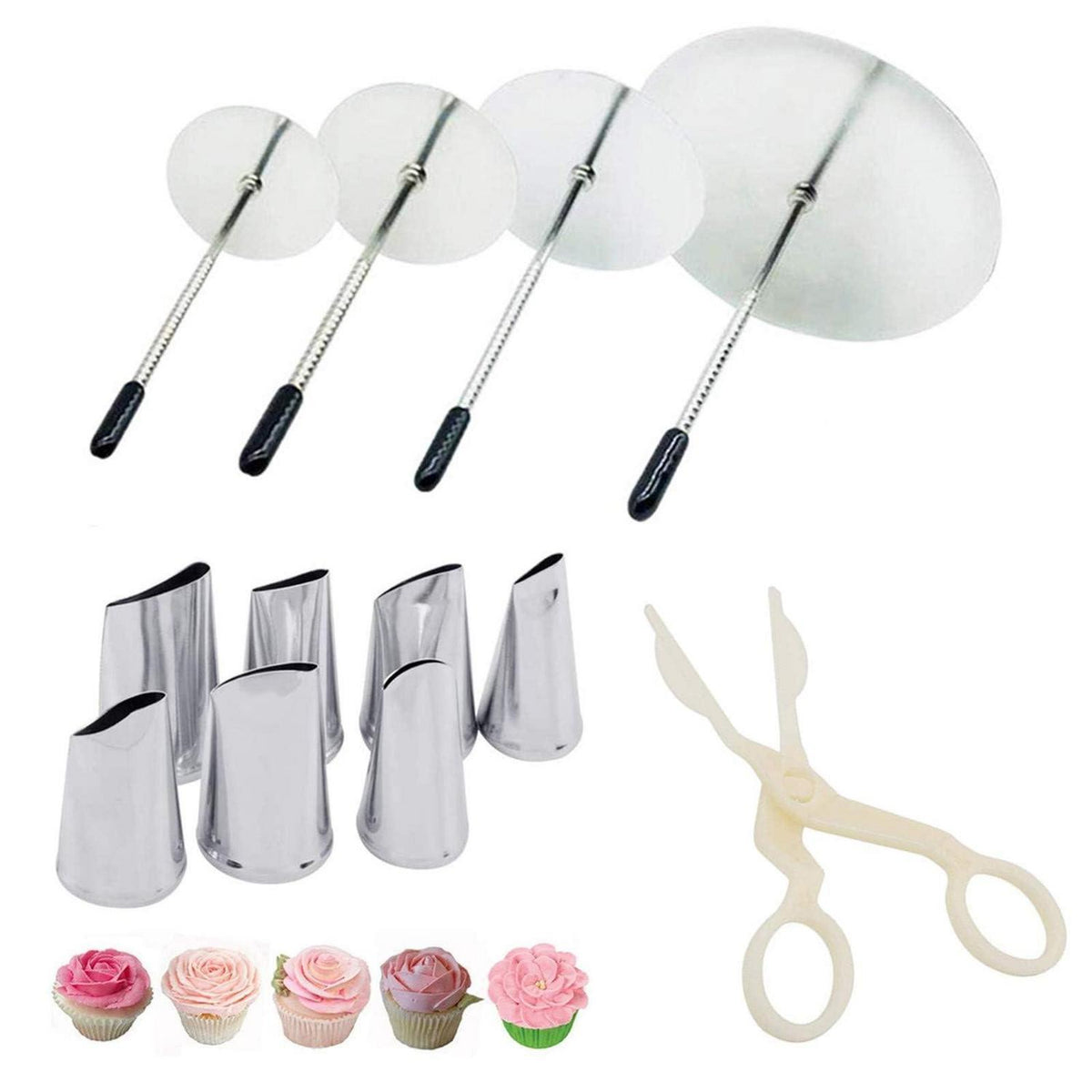 Kuchen Dekoration Set: 7 Spritztüllen & Blumenwerkzeug